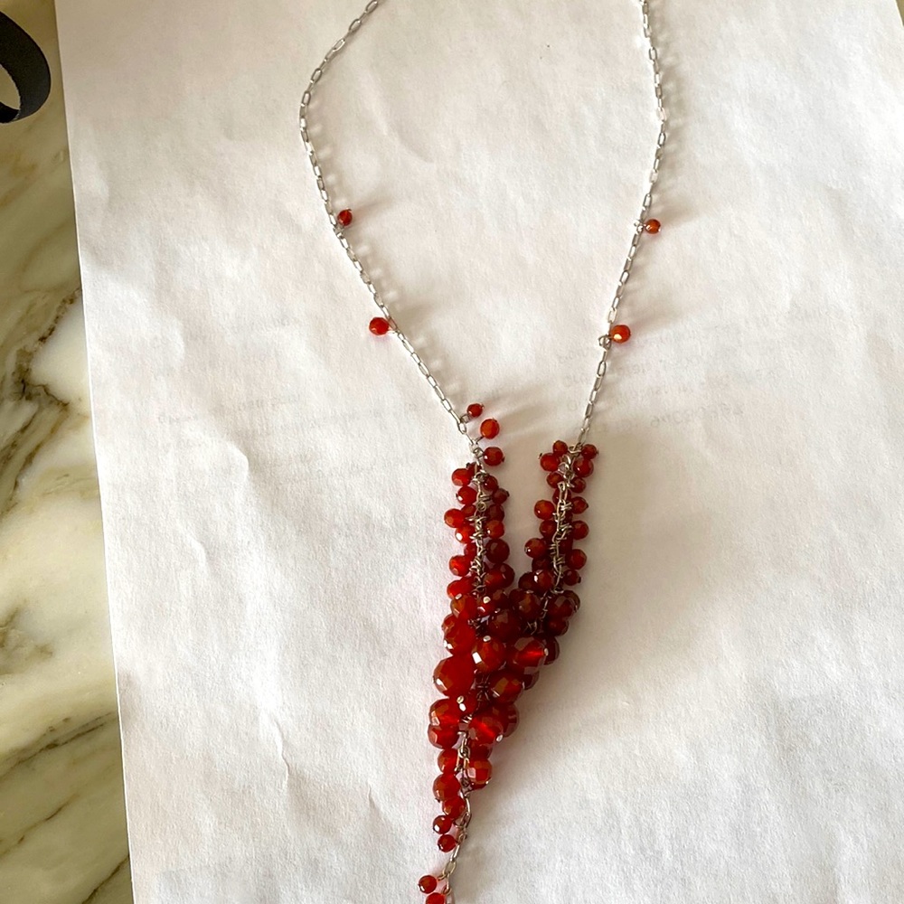 Statement garnet stone necklace